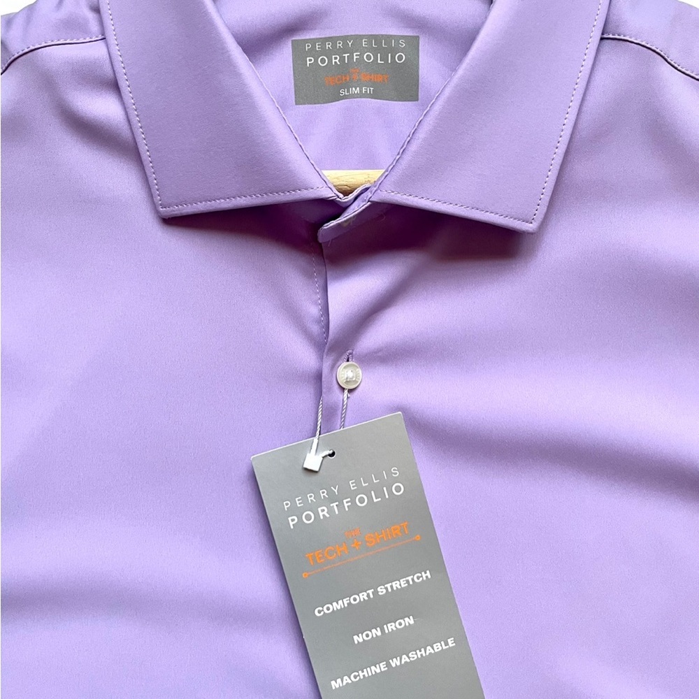 NWT Perry Ellis Slim Fit Non-Iron Tech Dress Shirt - Picture 3 of 6